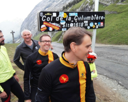 Still laughing on the steep climb of Col de la Colombière